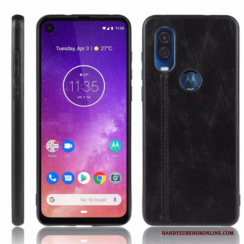 Motorola One Vision Hoes Blauw All Inclusive Bescherming Anti-fall Hoesje Telefoon