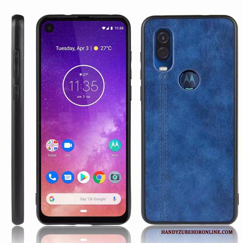 Motorola One Vision Hoes Blauw All Inclusive Bescherming Anti-fall Hoesje Telefoon