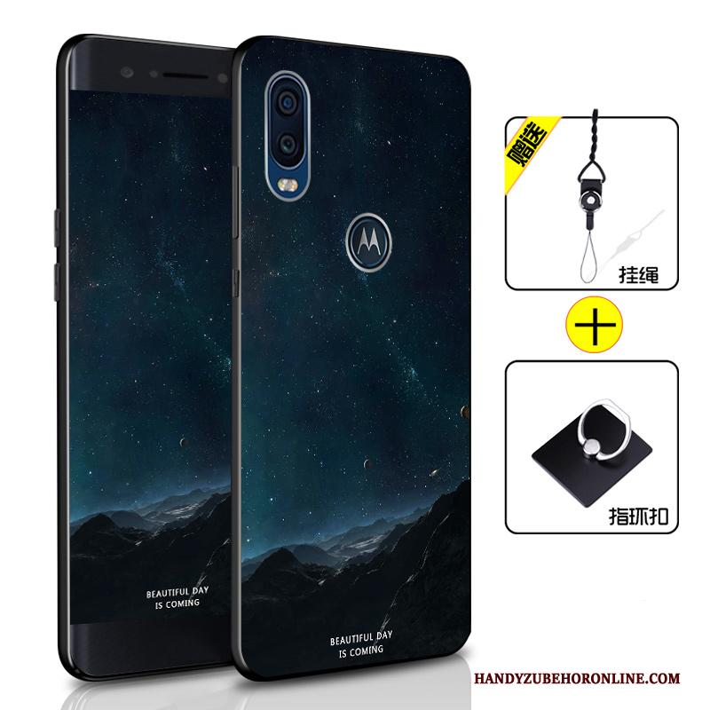 Motorola One Vision Hoesje All Inclusive Zacht Anti-fall Siliconen Hoes Bescherming Donkerblauw