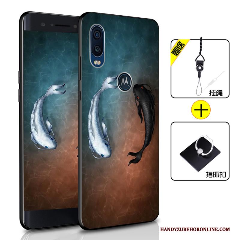 Motorola One Vision Hoesje All Inclusive Zacht Anti-fall Siliconen Hoes Bescherming Donkerblauw