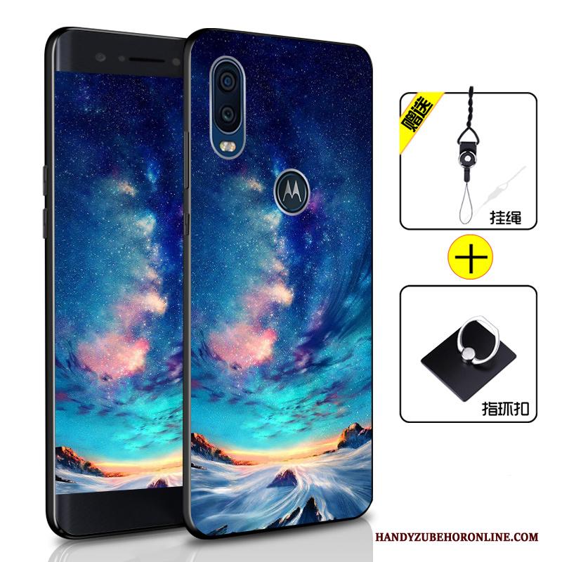 Motorola One Vision Hoesje All Inclusive Zacht Anti-fall Siliconen Hoes Bescherming Donkerblauw