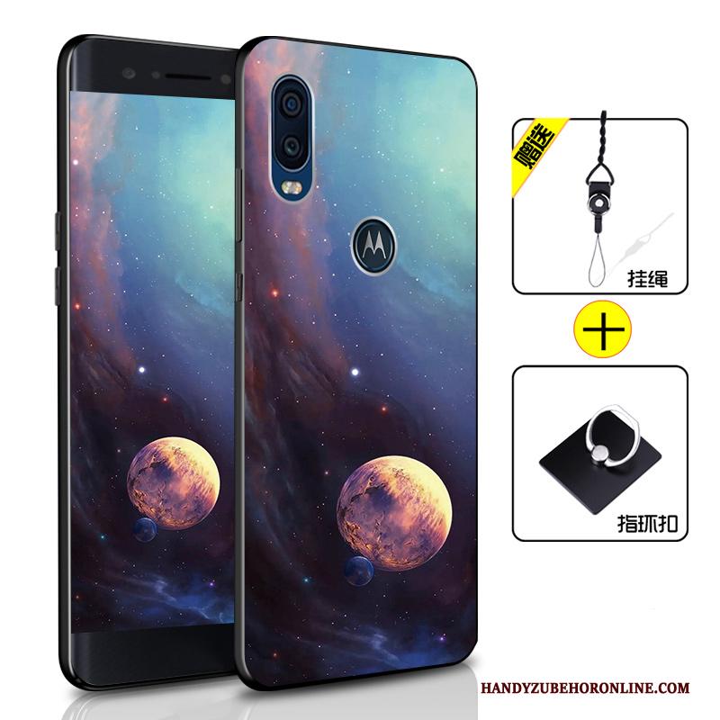 Motorola One Vision Hoesje All Inclusive Zacht Anti-fall Siliconen Hoes Bescherming Donkerblauw