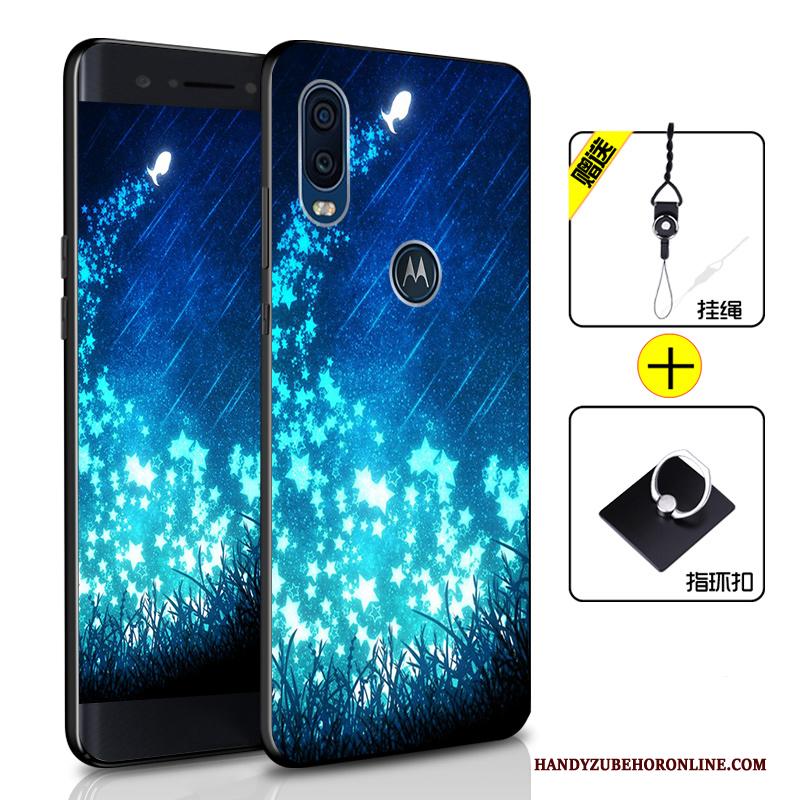 Motorola One Vision Hoesje All Inclusive Zacht Anti-fall Siliconen Hoes Bescherming Donkerblauw