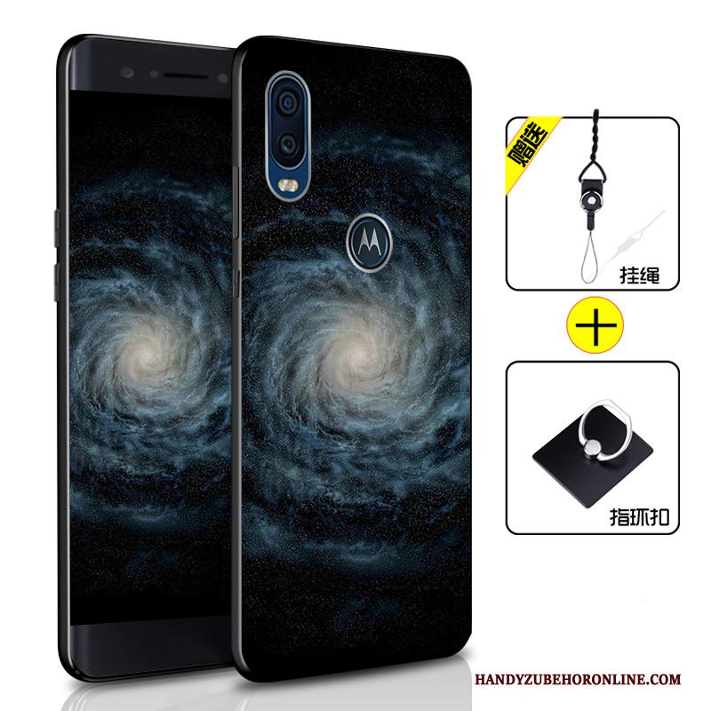 Motorola One Vision Hoesje All Inclusive Zacht Anti-fall Siliconen Hoes Bescherming Donkerblauw