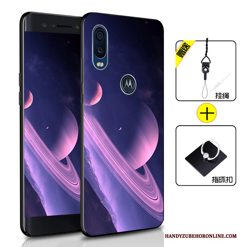 Motorola One Vision Hoesje All Inclusive Zacht Anti-fall Siliconen Hoes Bescherming Donkerblauw