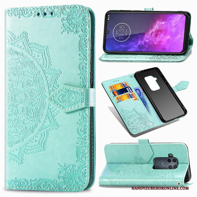 Motorola One Zoom Reliëf Bescherming Folio Kunstleer Hanger Leren Etui Hoesje Telefoon