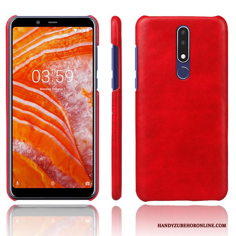 Nokia 3.1 Plus Bescherming Leer Effen Kleur Hoes Patroon Hoesje Telefoon