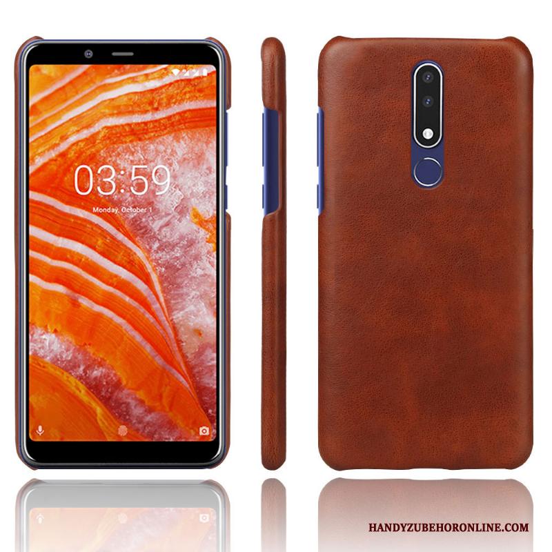 Nokia 3.1 Plus Bescherming Leer Effen Kleur Hoes Patroon Hoesje Telefoon