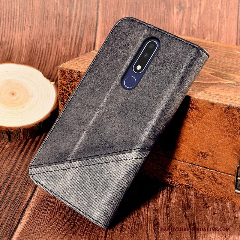 Nokia 3.1 Plus Leren Etui Kaart Hoesje Zwart Bescherming Verbinding Mobiele Telefoon