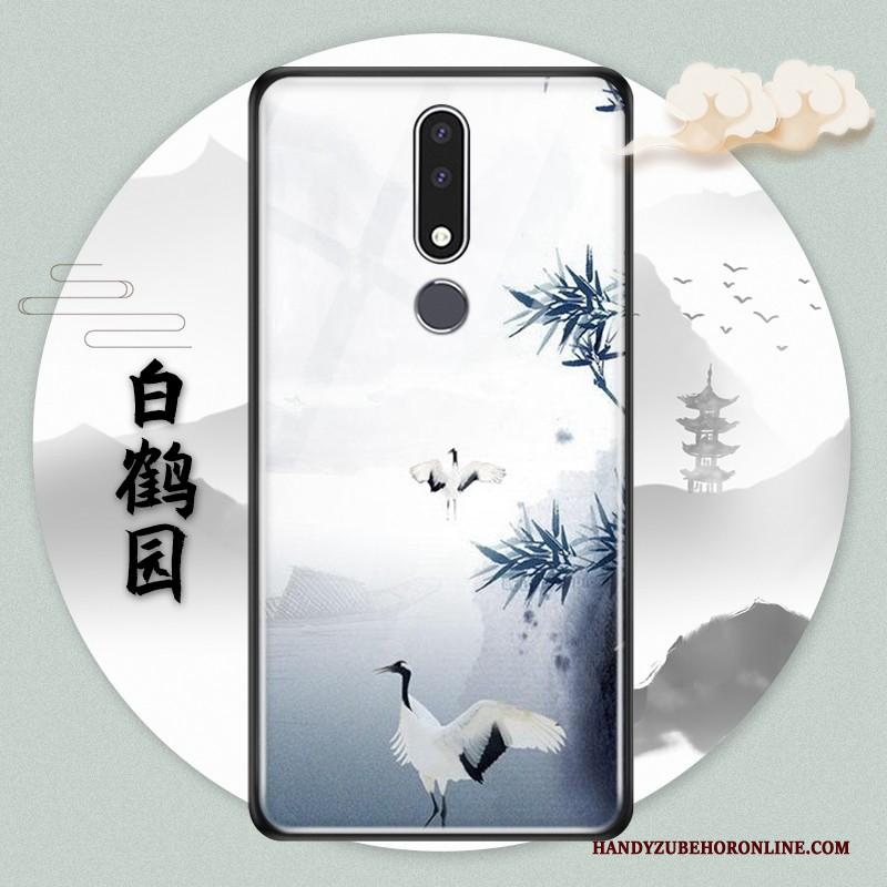 Nokia 3.1 Plus Wind Hoes Hoesje Telefoon Glas Blauw Chinese Stijl