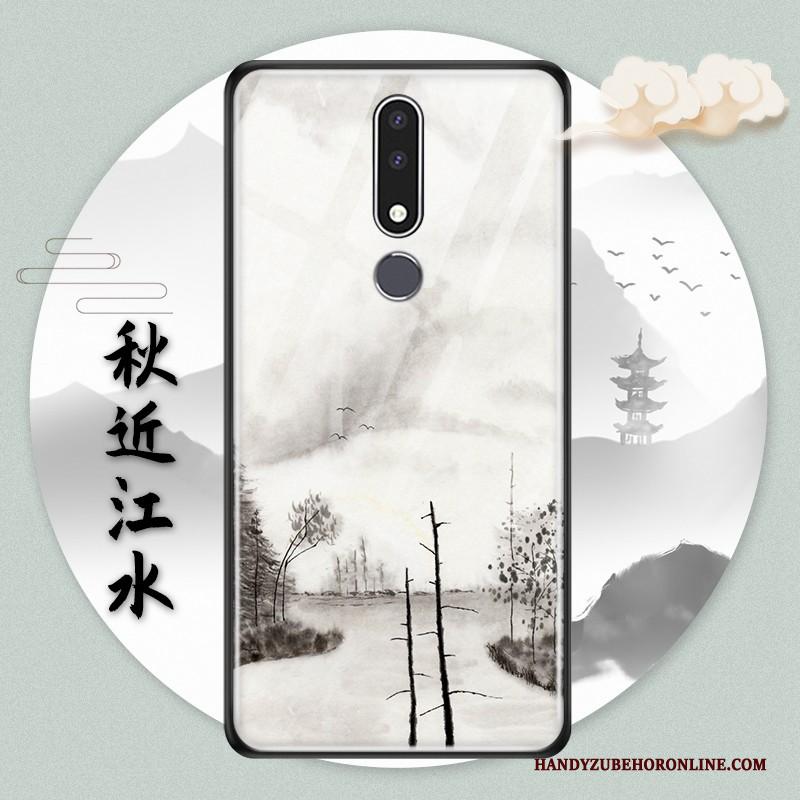 Nokia 3.1 Plus Wind Hoes Hoesje Telefoon Glas Blauw Chinese Stijl