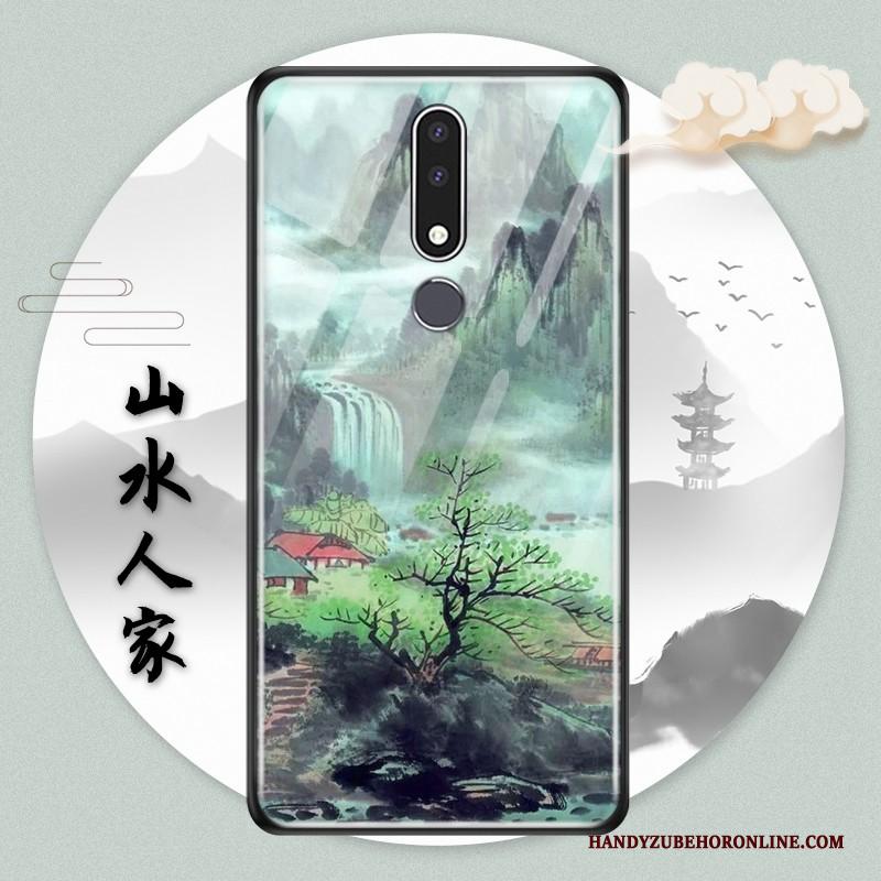 Nokia 3.1 Plus Wind Hoes Hoesje Telefoon Glas Blauw Chinese Stijl