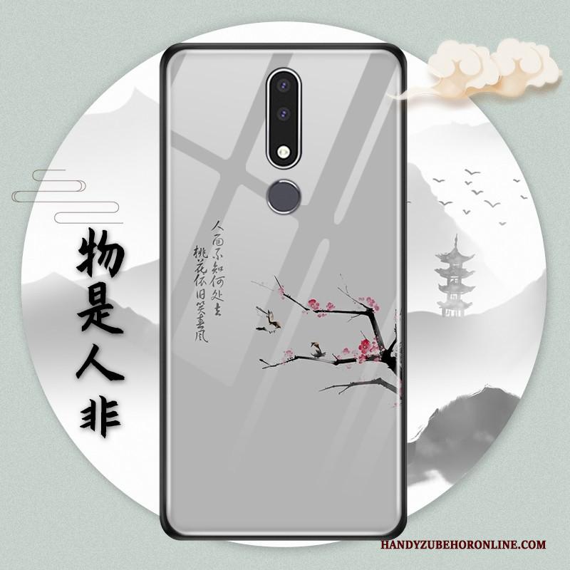 Nokia 3.1 Plus Wind Hoes Hoesje Telefoon Glas Blauw Chinese Stijl