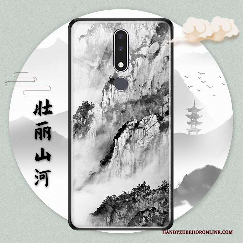 Nokia 3.1 Plus Wind Hoes Hoesje Telefoon Glas Blauw Chinese Stijl