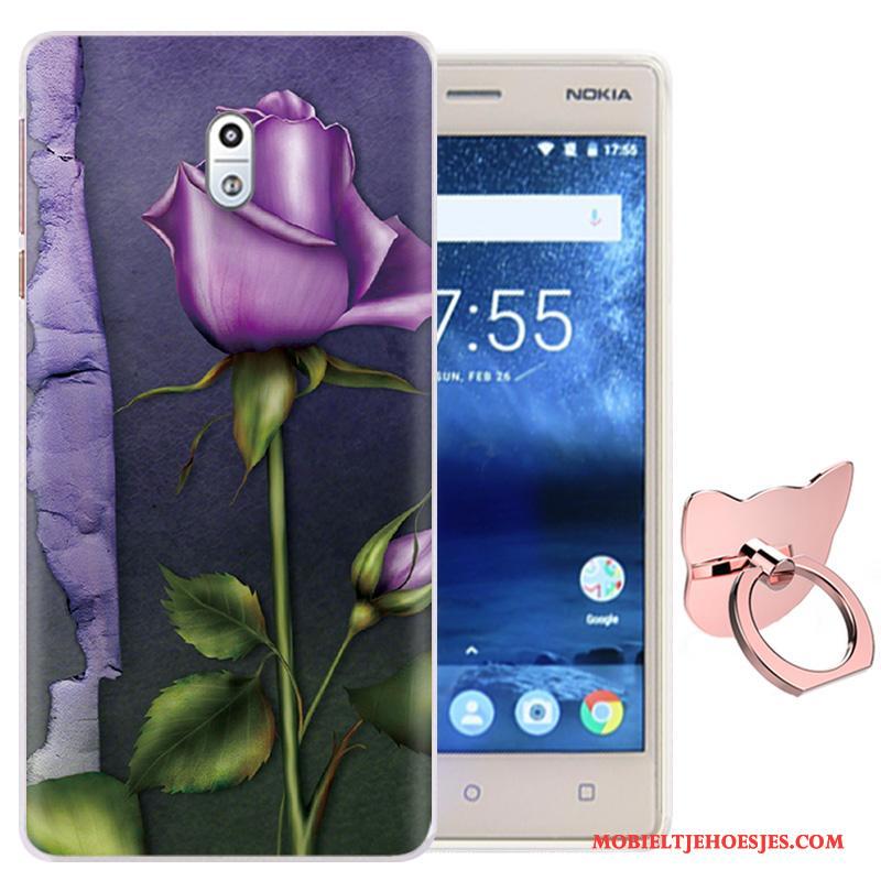 Nokia 3 Hoesje Telefoon Bescherming Roze Mobiele Telefoon Klittenband Zacht Spotprent