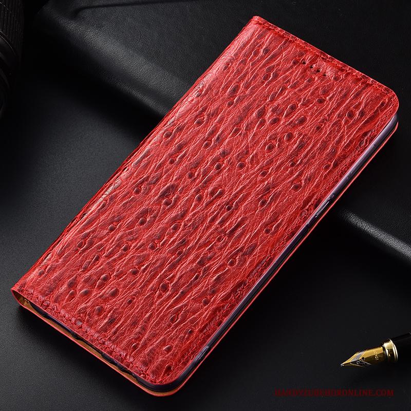 Nokia 4.2 Patroon Anti-fall Vogel Hoesje Telefoon Folio Rood Echt Leer