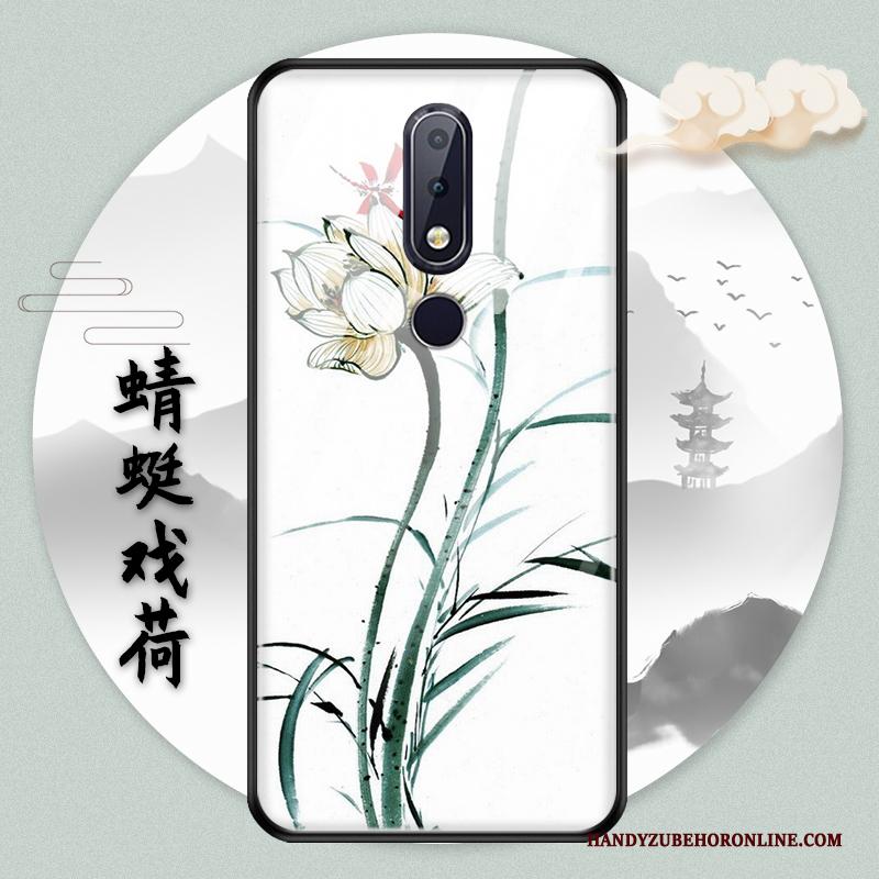 Nokia 5.1 Plus Hoesje Groen Inkt Glas Chinese Stijl Bescherming Vintage