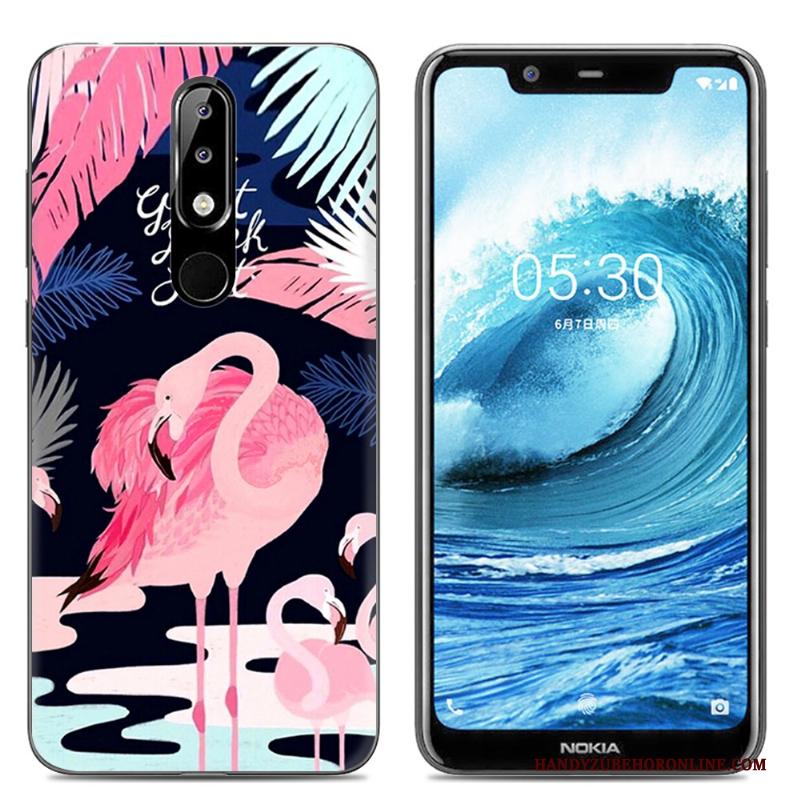 Nokia 5.1 Plus Hoesje Telefoon Siliconen Bescherming Zacht Mobiele Telefoon Roze Doorzichtig