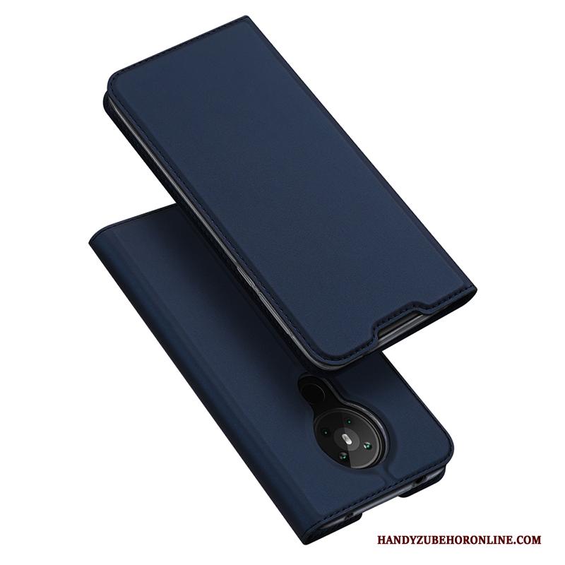 Nokia 5.3 Leren Etui Zwart Eenvoudige Kaart Hoesje Telefoon Clamshell Dun