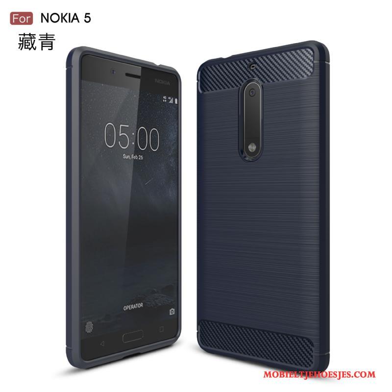 Nokia 5 Bescherming Fiber Siliconen Rood Schrobben Hoesje Telefoon All Inclusive