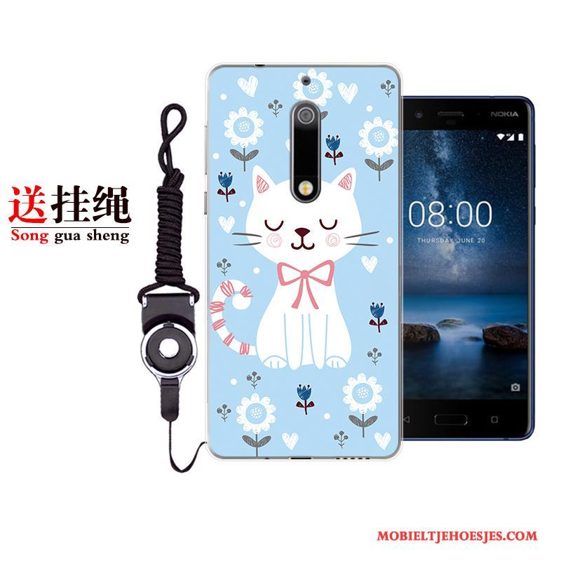 Nokia 5 Hoesje Blauw Hoes Zacht Anti-fall Siliconen Mooie Geschilderd