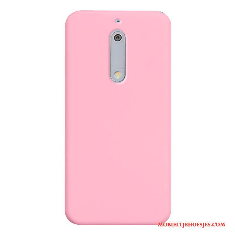 Nokia 5 Kleur Hoes Roze Schrobben Effen Kleur Hard Hoesje