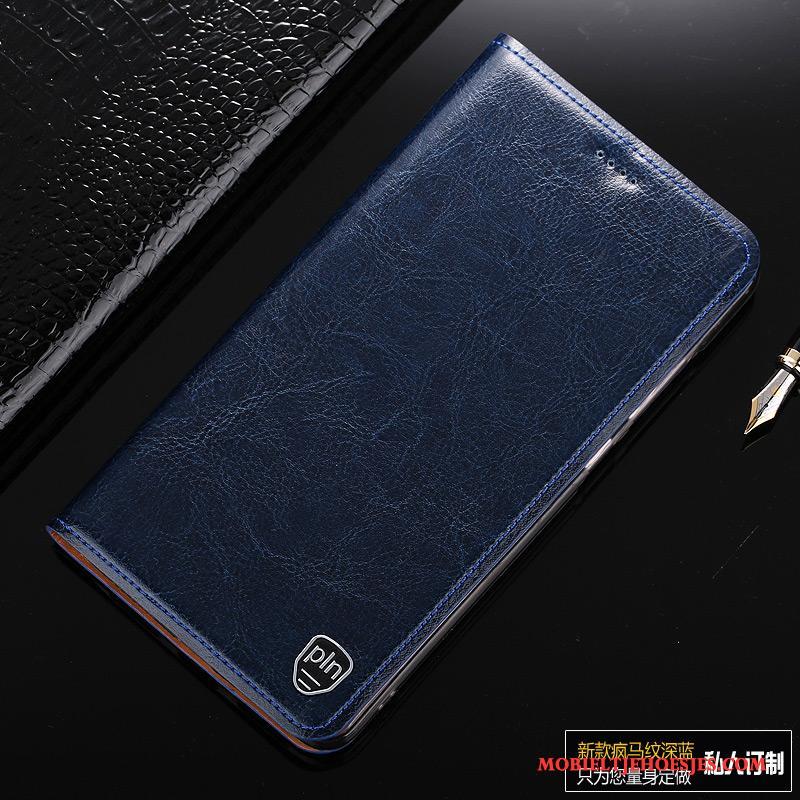 Nokia 5 Leren Etui Anti-fall Echt Leer Hoesje Telefoon Folio Blauw Mobiele Telefoon