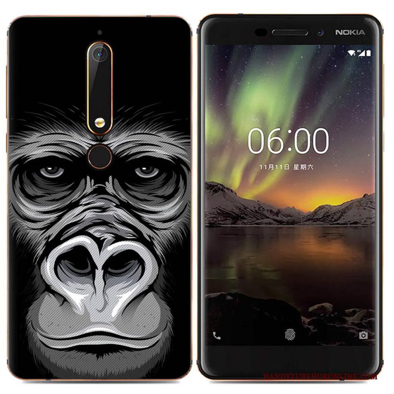 Nokia 6.1 Bescherming Spotprent Eenvoudige Zacht Hoesje Trend Kleur