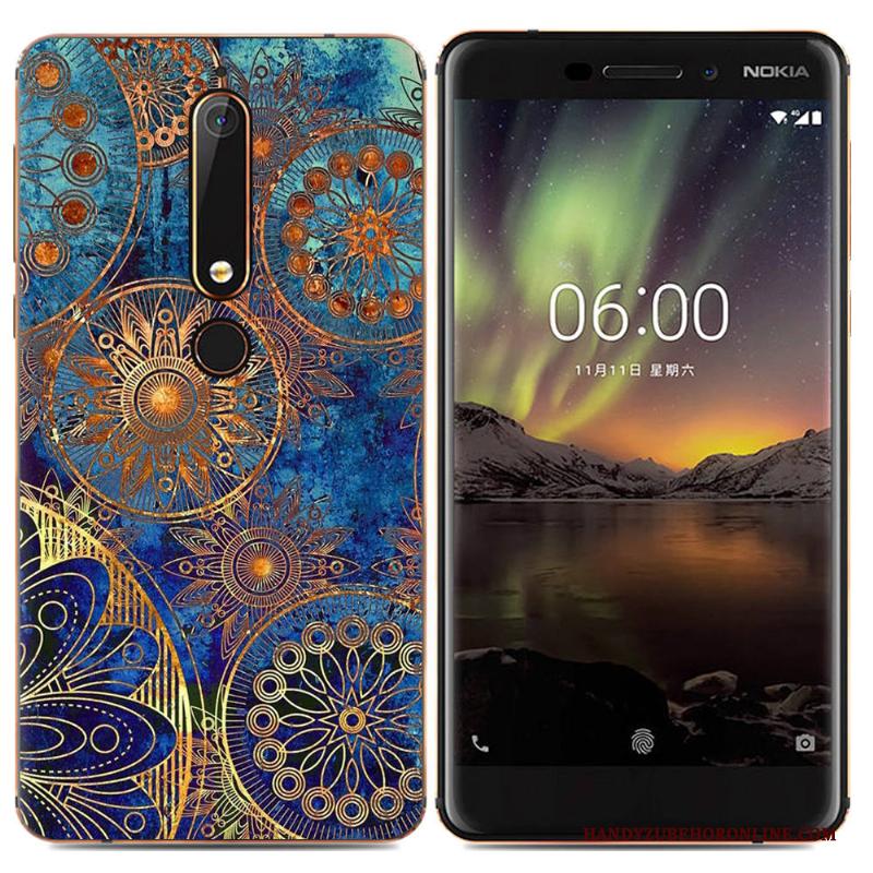 Nokia 6.1 Bescherming Spotprent Eenvoudige Zacht Hoesje Trend Kleur