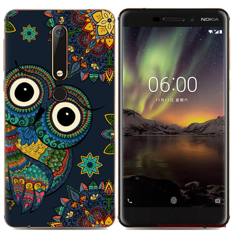 Nokia 6.1 Bescherming Spotprent Eenvoudige Zacht Hoesje Trend Kleur