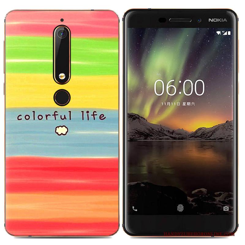 Nokia 6.1 Bescherming Spotprent Eenvoudige Zacht Hoesje Trend Kleur