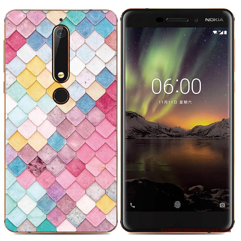 Nokia 6.1 Bescherming Spotprent Eenvoudige Zacht Hoesje Trend Kleur