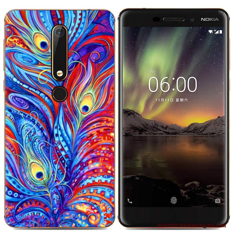 Nokia 6.1 Bescherming Spotprent Eenvoudige Zacht Hoesje Trend Kleur