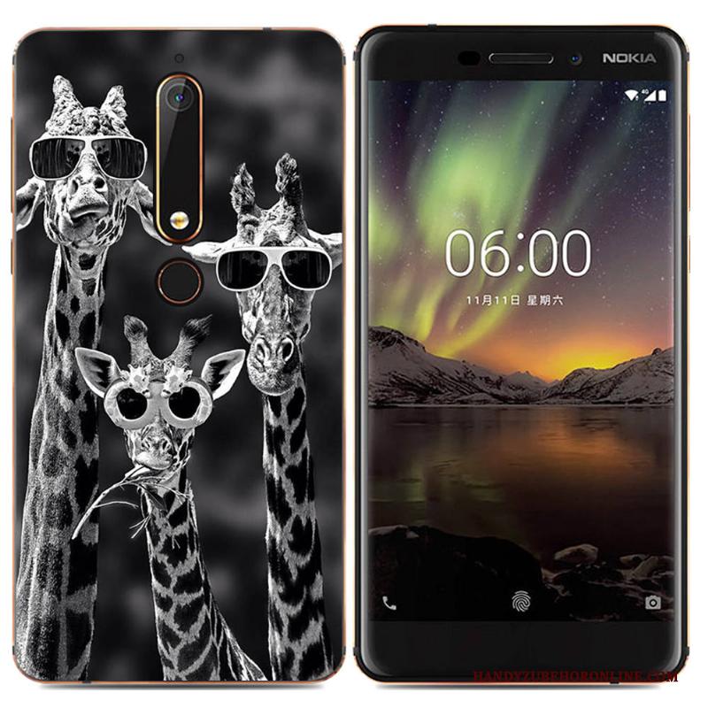 Nokia 6.1 Bescherming Spotprent Eenvoudige Zacht Hoesje Trend Kleur