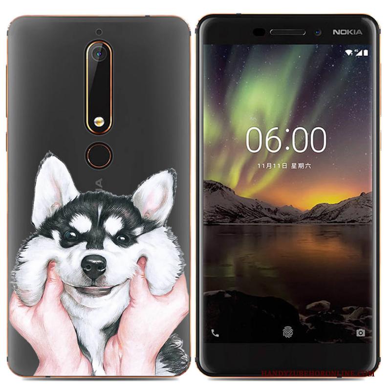 Nokia 6.1 Bescherming Spotprent Eenvoudige Zacht Hoesje Trend Kleur