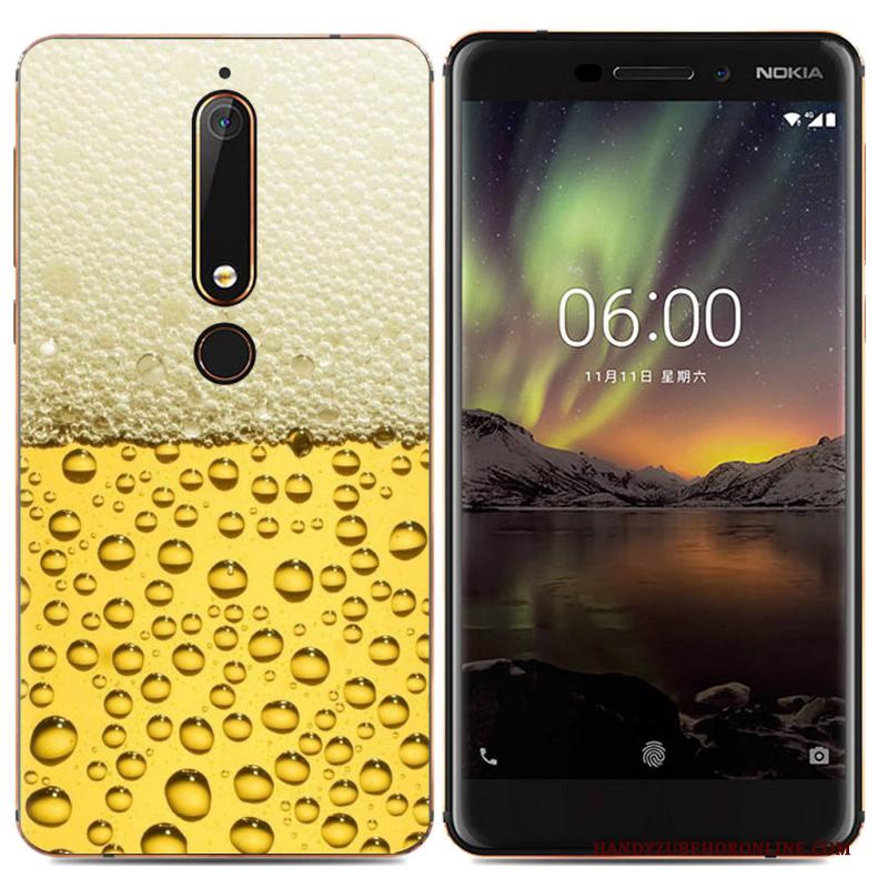 Nokia 6.1 Bescherming Spotprent Eenvoudige Zacht Hoesje Trend Kleur