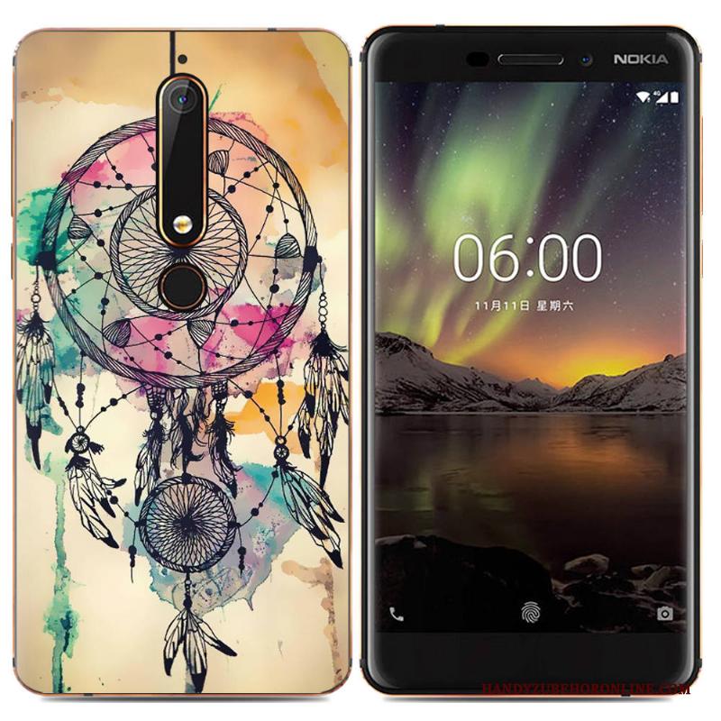 Nokia 6.1 Bescherming Spotprent Eenvoudige Zacht Hoesje Trend Kleur