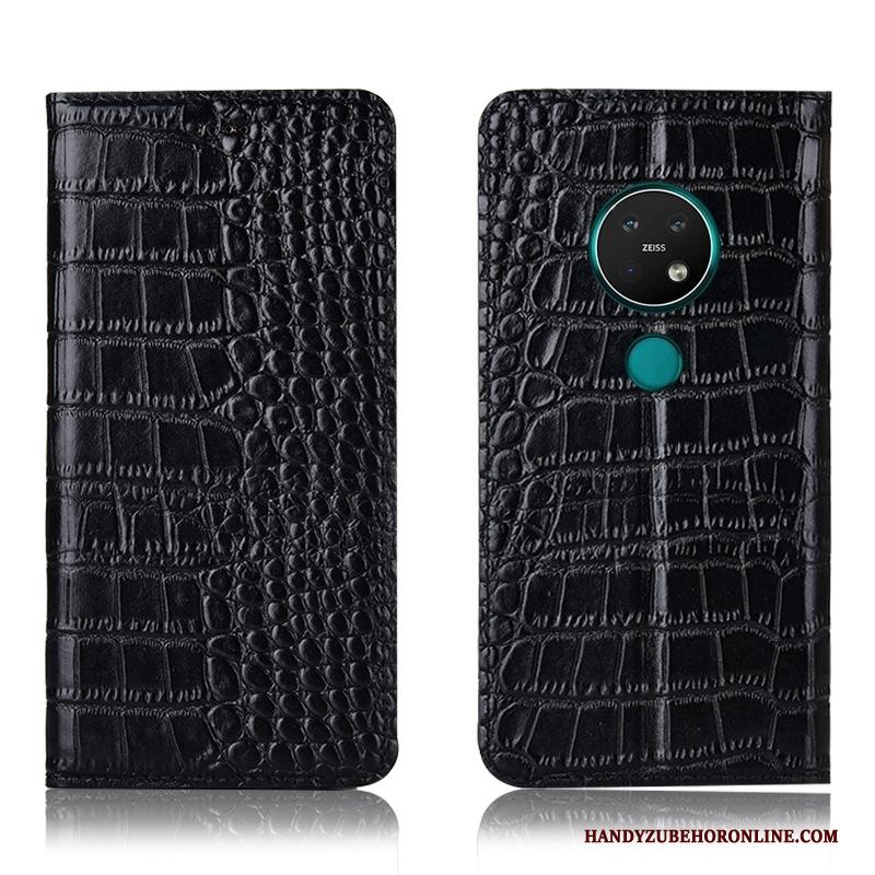 Nokia 6.2 Blauw Anti-fall Hoesje Telefoon Krokodil Folio Leren Etui Patroon