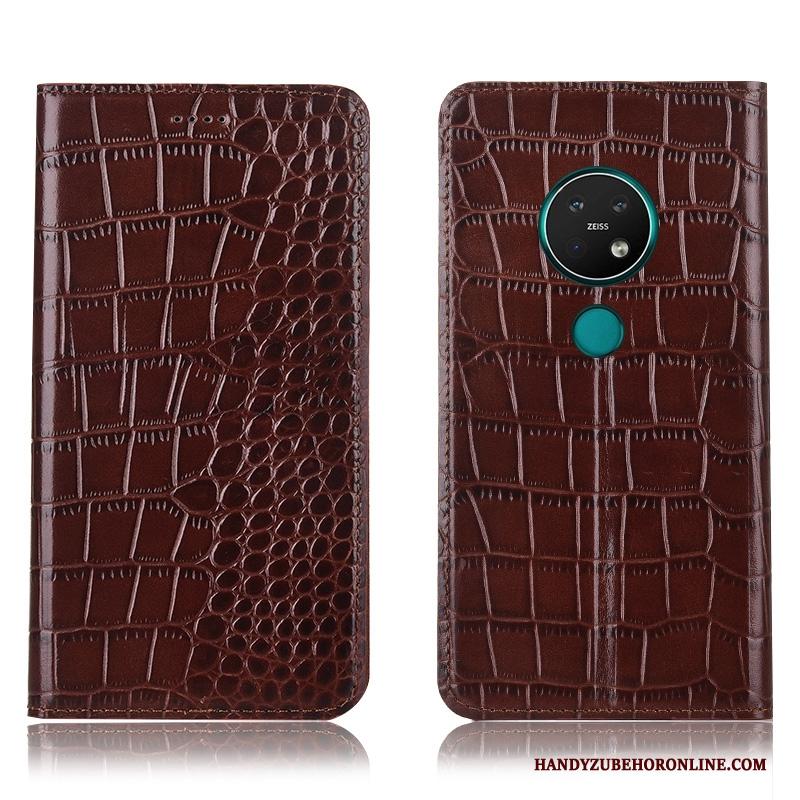 Nokia 6.2 Blauw Anti-fall Hoesje Telefoon Krokodil Folio Leren Etui Patroon