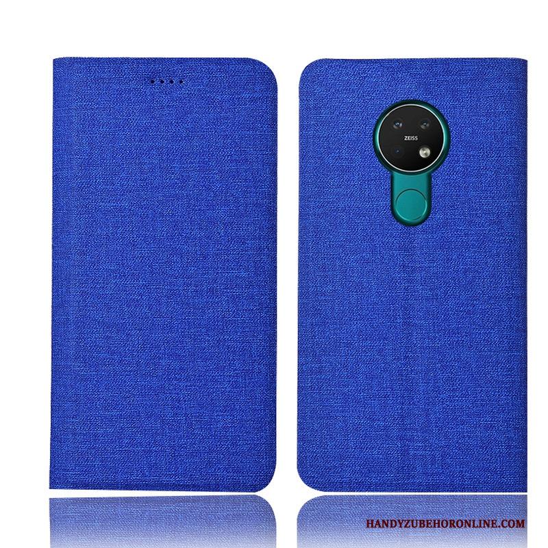 Nokia 6.2 Hoes Folio Katoen En Linnen Anti-fall Hoesje Telefoon Blauw Bescherming