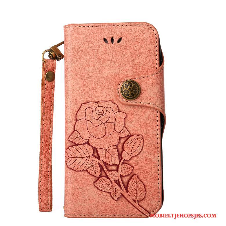 Nokia 6 Anti-fall Folio Bloemen Geel Bescherming Roze Hoesje Telefoon