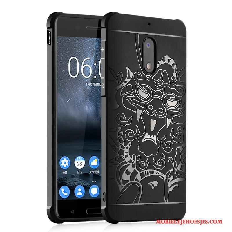 Nokia 6 Hoesje Blauw Hoes Siliconen Bescherming Zwart All Inclusive Anti-fall