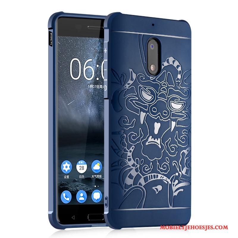 Nokia 6 Hoesje Blauw Hoes Siliconen Bescherming Zwart All Inclusive Anti-fall