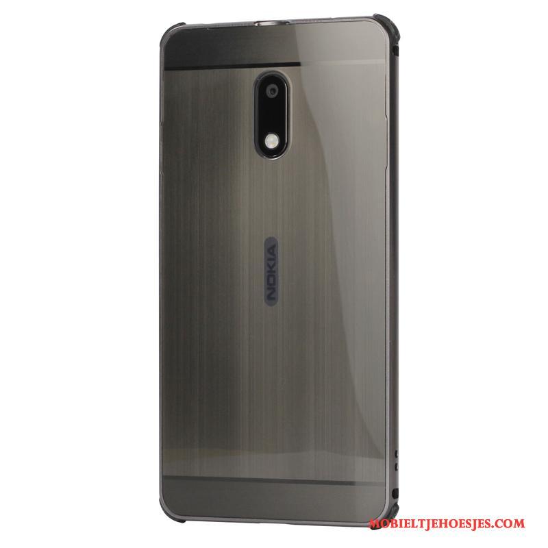 Nokia 6 Hoesje Telefoon Anti-fall Metaal Zilver Omlijsting Mobiele Telefoon Bescherming