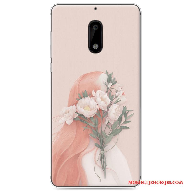 Nokia 6 Hoesje Telefoon Vers Mini Zacht Bescherming Roze Kunst