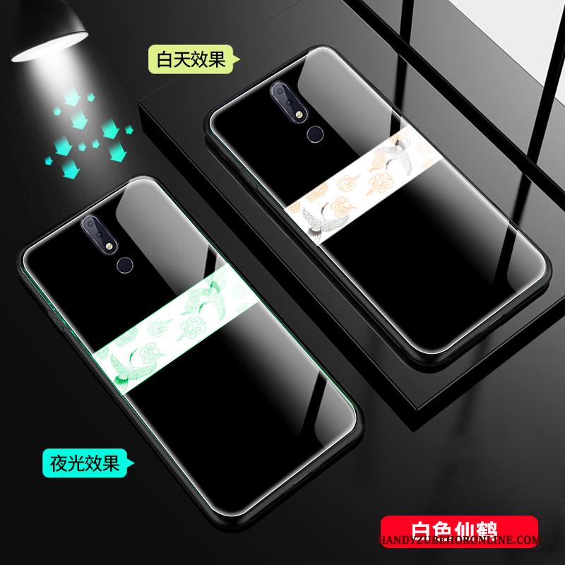 Nokia 7.1 Lichtende Kraanvogel Hoesje Telefoon Glas Zwart