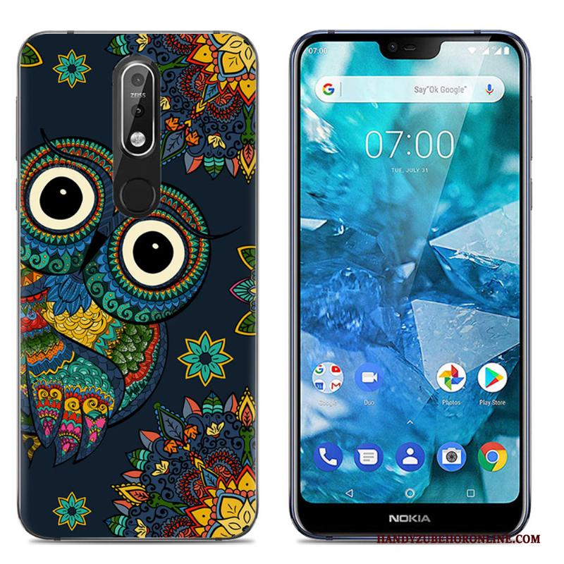 Nokia 7.1 Zacht Kleur Hoesje Doorzichtig Mobiele Telefoon Spotprent Telefoon