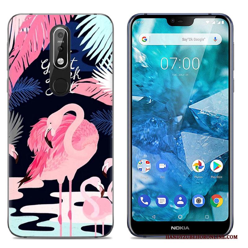 Nokia 7.1 Zacht Kleur Hoesje Doorzichtig Mobiele Telefoon Spotprent Telefoon