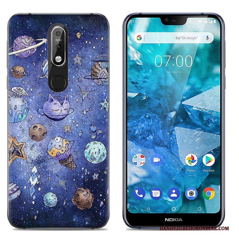 Nokia 7.1 Zacht Kleur Hoesje Doorzichtig Mobiele Telefoon Spotprent Telefoon