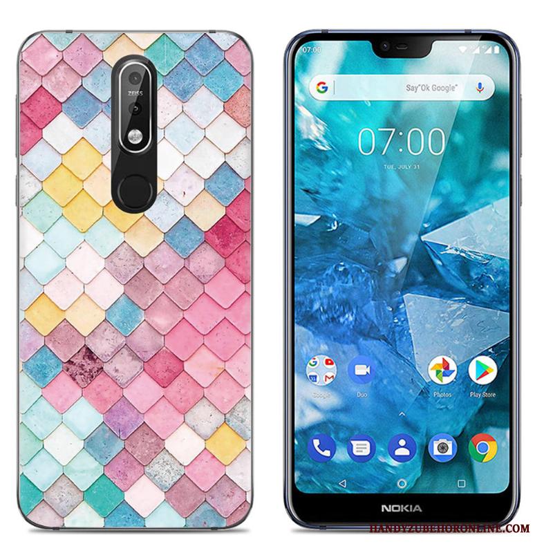 Nokia 7.1 Zacht Kleur Hoesje Doorzichtig Mobiele Telefoon Spotprent Telefoon